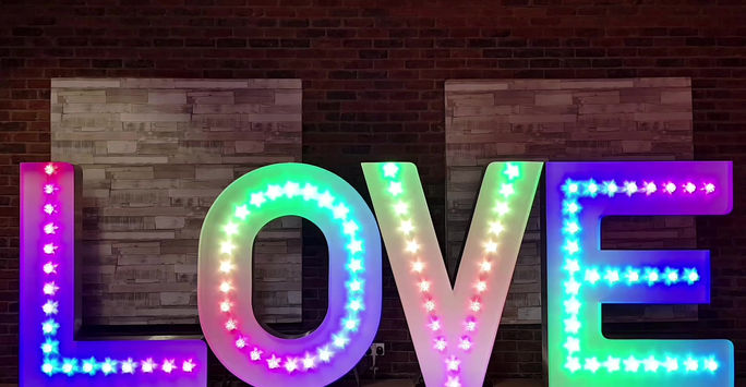 5ft Tall Colour Changing LOVE Lights